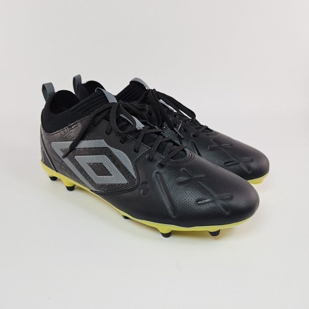 Umbro Tocco II Premier FG Soccer Cleats Black Yellow Grey Men's Size 9.5 New